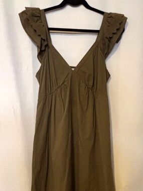 Xirena Maxi Dress Olive Green Ruffle Strap Sleeveless Boho XS